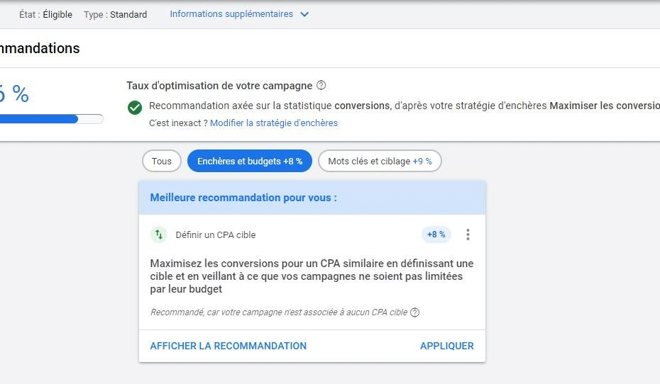 google ads recommendations
